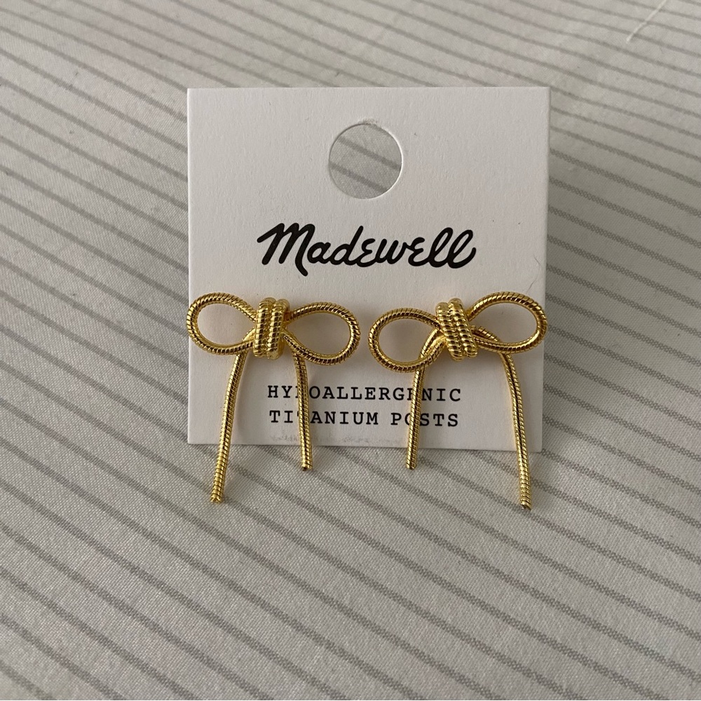 Madewell Snake Chain Bow Statement Earrings